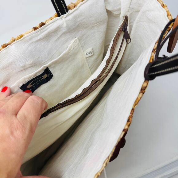 August Woven Straw Mini Tote Bag Embroidered Floral Boho Made in Philippines - Picture 7 of 14